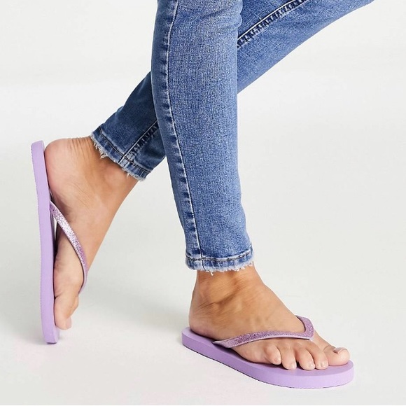 NWT Vero Moda x ASOS Glitter Flip Flops - Picture 3 of 6